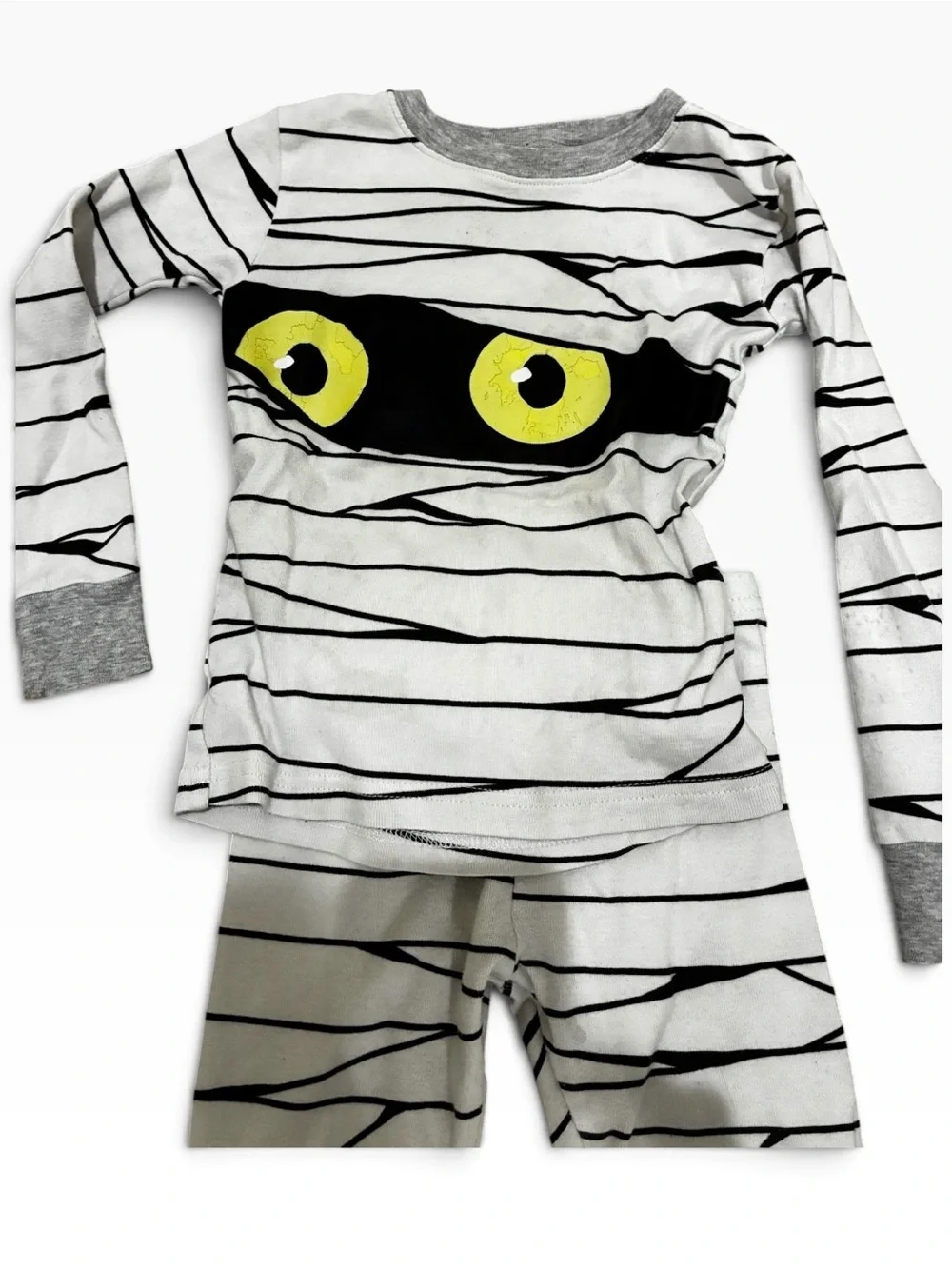 Carter's White, Gray & Yellow Mummy Pajama Set EUC